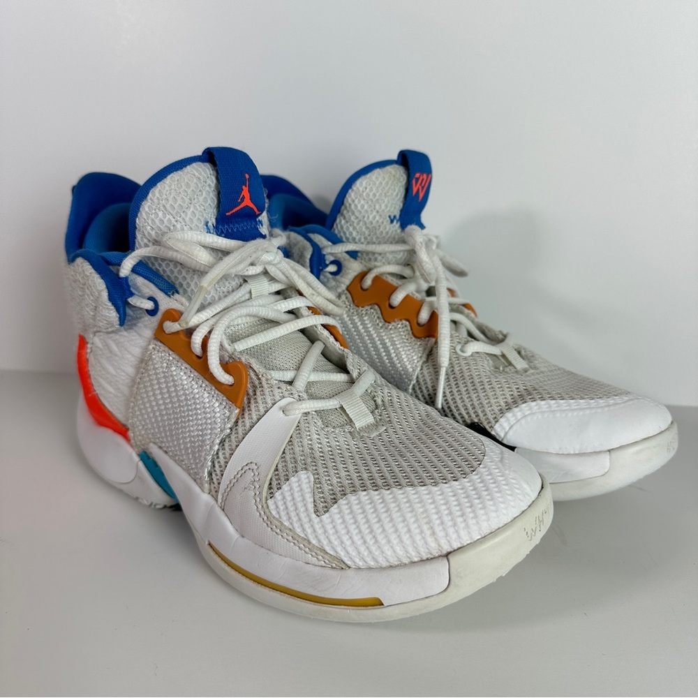 Jordan 'Why Not?' ZER0.2 Multicolor Sneakers Size 7 Youth White Blue Orange